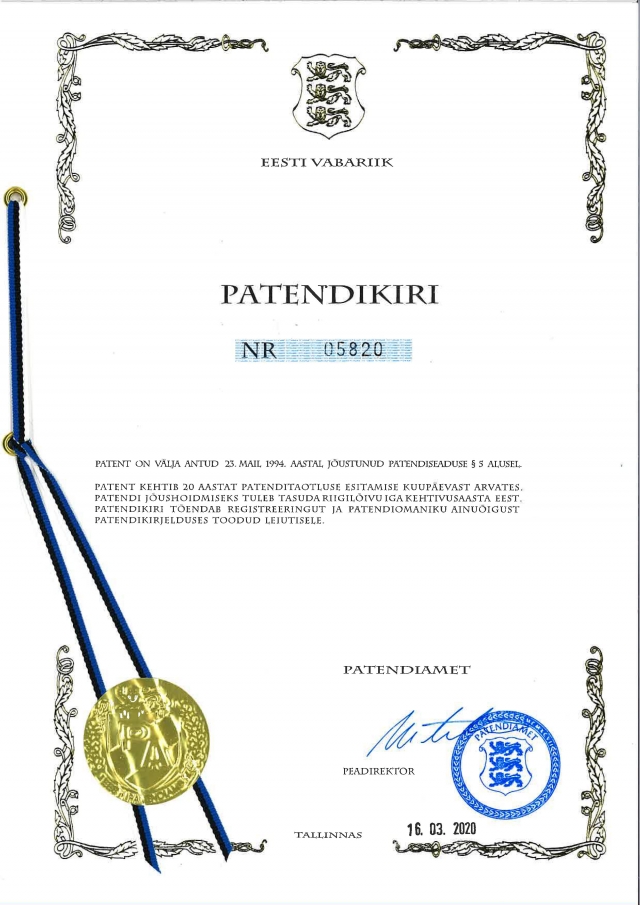 Patent EE 05815 B1 (p01)